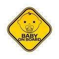 Baby on board sign with child boy smiling