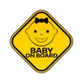 Baby on board sign with child girl Royalty Free Stock Photo