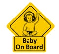 Baby On Board. The sticker on the back window of the car. vector illustration