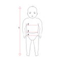 Baby body measurements for tailoring and sewing. Royalty Free Stock Photo