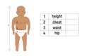 Baby body measurements for tailoring and sewing. Royalty Free Stock Photo