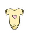 Baby bodysuit cartoon doodle. Vector illustration of newborn baby clothes Royalty Free Stock Photo