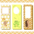 Baby bookmarks with cute animals, vector graphics Royalty Free Stock Photo