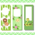 Baby bookmarks with cute animals, vector graphics Royalty Free Stock Photo