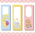 Baby bookmarks with cute animals, vector graphics Royalty Free Stock Photo