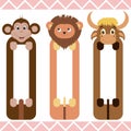 Baby bookmarks with cute animals, vector graphics Royalty Free Stock Photo