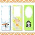 Baby bookmarks with cute animals, vector graphics Royalty Free Stock Photo