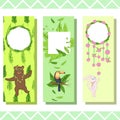 Baby bookmarks with cute animals, vector graphics Royalty Free Stock Photo