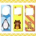 Baby bookmarks with cute animals, vector graphics Royalty Free Stock Photo