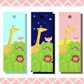 Baby bookmarks with cute animals, vector graphics Royalty Free Stock Photo