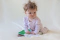 A baby with books. Royalty Free Stock Photo