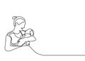 baby born one line drawing minimalist of mother and her son