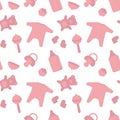 Baby born pink things pattern. Newborn decor template wrapping.