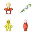 Baby born set collection icons in cartoon style vector