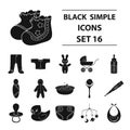 Baby born set icons in black style. Big collection of baby born vector symbol stock illustration Royalty Free Stock Photo