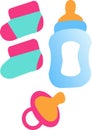 Baby bottle booties pacifier vector available