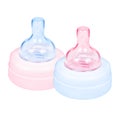 Baby bottle cap pink and blue Royalty Free Stock Photo