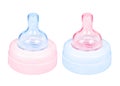 Baby bottle cap pink and blue Royalty Free Stock Photo