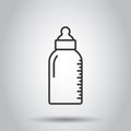 Baby bottle icon in flat style. Milk container vector illustration on white isolated background. Drink glass business concept Royalty Free Stock Photo