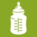 Baby bottle icon isolated on green background. Realistic vector illustration