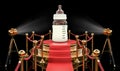 Baby bottle infant formula on the podium, 3D rendering