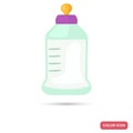 Baby bottle with milk color flat icon