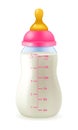 Baby bottle with milk formula - pink cap Royalty Free Stock Photo