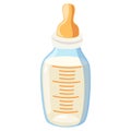 Baby bottle with nipple pacifier. Sterile milk container. Vector Illustration Isolated on white background.