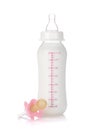 Baby bottle and pacifier for girl Royalty Free Stock Photo