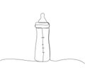 Baby bottle with pacifier one line art. Continuous line drawing of milk, feeding, baby, newborn, baby food, baby food Royalty Free Stock Photo