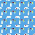 Baby bottle and pacifier seamless pattern