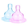 Baby bottle pink and blue Royalty Free Stock Photo