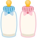 Baby bottle pink and blue tag label