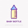 Baby bottle thin line icon. Modern vector illustration of newborn care equipment