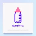 Baby bottle thin line icon. Modern vector illustration of newborn care equipment