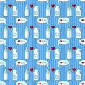 Baby bottle and whole milk gallon seamless pattern