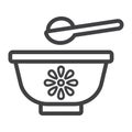 Baby bowl line icon, baby food and nutrition