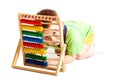 Baby boy with abacus Royalty Free Stock Photo