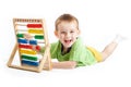 Baby boy with abacus Royalty Free Stock Photo