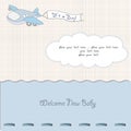 Baby boy announcement card with airplane Royalty Free Stock Photo