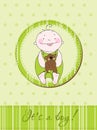 Baby boy arrival announcement card Royalty Free Stock Photo