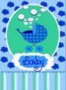 Baby boy arrival announcement card, . Royalty Free Stock Photo