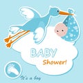 Baby boy arrival announcement card Royalty Free Stock Photo