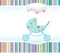 Baby boy arrival announcement card. vector Royalty Free Stock Photo