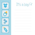 Baby boy arrival card Royalty Free Stock Photo