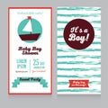 Baby boy arrival cards in nautical style Royalty Free Stock Photo