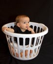 Baby Boy In A Basket Royalty Free Stock Photo