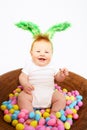 Baby Boy in basket for Easter Royalty Free Stock Photo