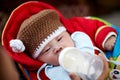 Baby boy being fed Royalty Free Stock Photo