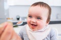 Baby boy being fed by mother Royalty Free Stock Photo